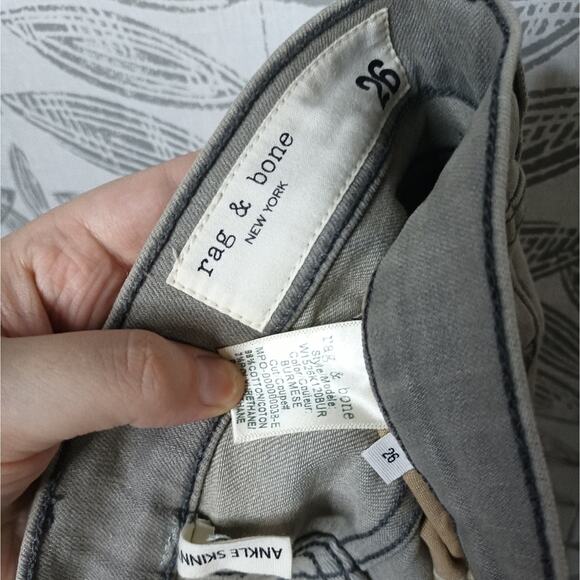 Rag & Bone Jeans Ankle Skinny Gray Frayed Hem Stretch Denim - Picture 3 of 7